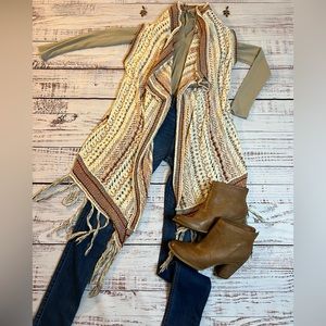 Miss me open front cardigan with fringe  medium boho aztec